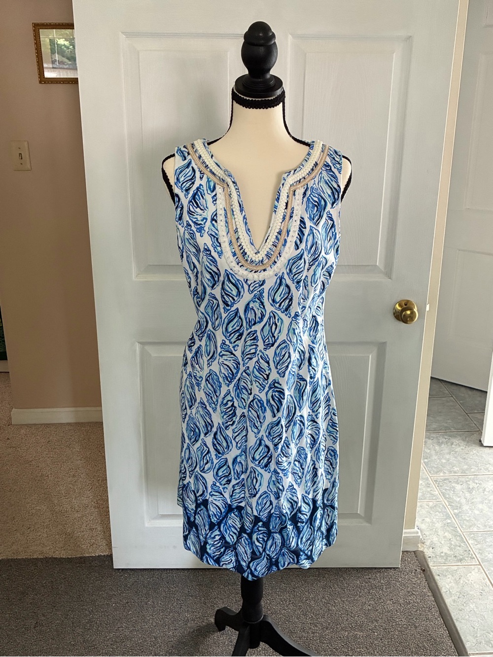 Lilly Pulitzer Harper Shift Engineered Resort White to the Sea Conch Dress